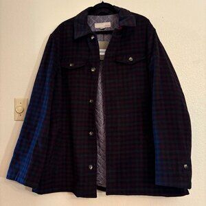 NWT Utex Wool Blend Flannel Wool Blend Plaid Jacket Shacket Coat Sz XXL Gray